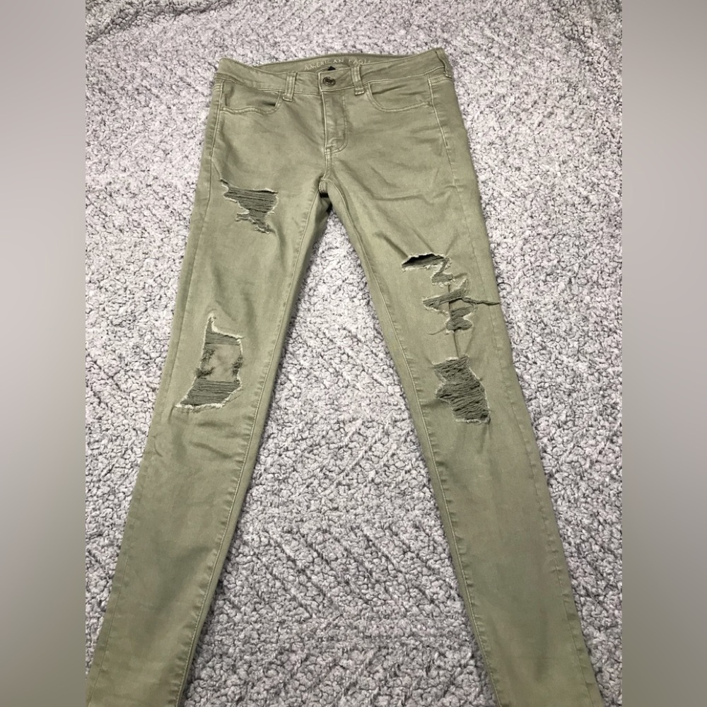 AE DISTRESSED SAGE JEGGING SZ 4R